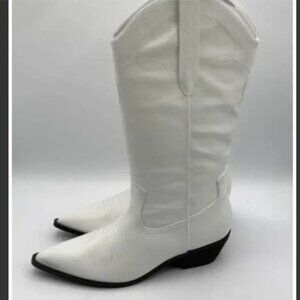 The Drop Women’s Ace Midshaft Western Boot – White, Size 8.5